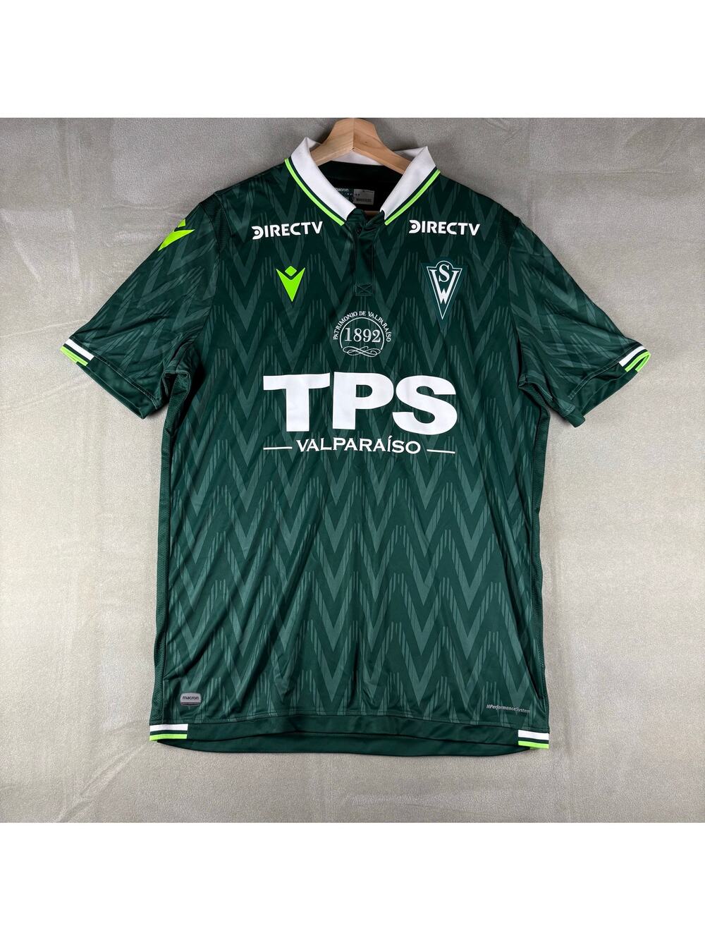 Macron Santiago Wanderers TPS Valparaiso Soccer Jersey Green XL NWT Chile